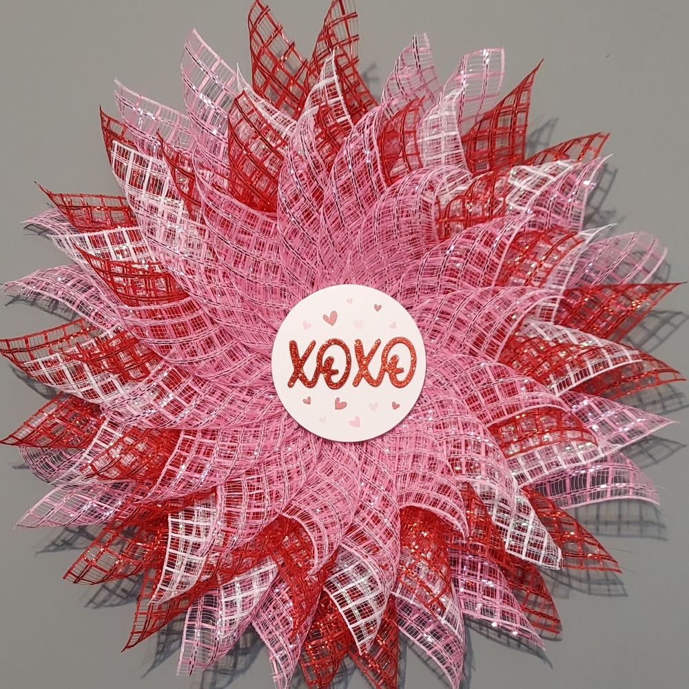 XOXO Pink and Red Holiday Wreath